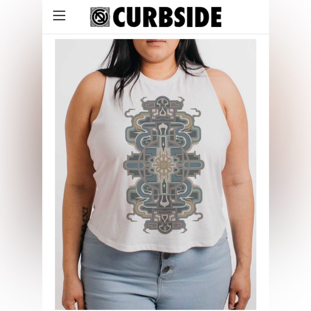 “Solar Serpentine” Cropped racerback tank- like new! Size Small